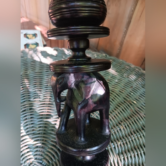 Vintage Ebony Wood hand carved elephant candlestick candle holder - Picture 2 of 10